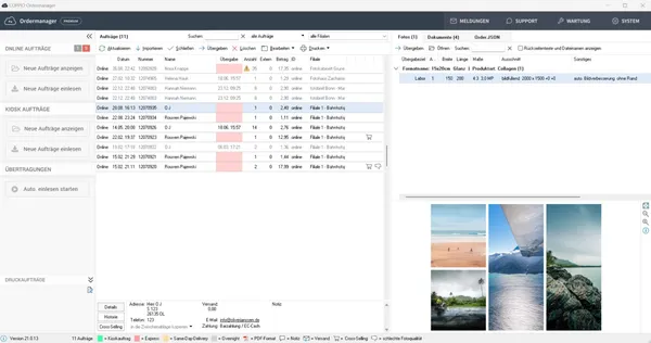 COPPIO Ordermanager mit Auftragsliste